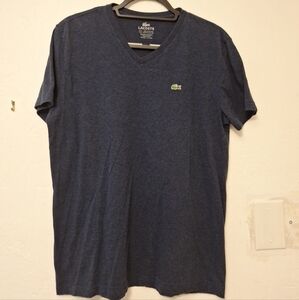 Lacoste Men's Navy V-Neck Tee